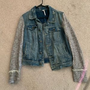 Free People Jean Jacket with sweatshirt sleeves